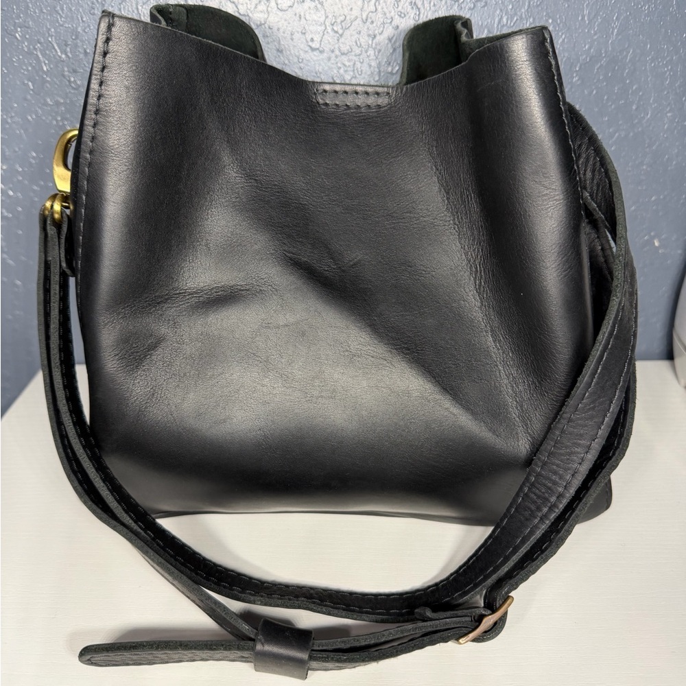Portland Leather Black Butterfly Bucket Bag